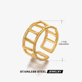 Anillos abiertos chapados en oro de 18 quilates con revestimiento de acero inoxidable de color sólido estilo IG
