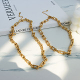 Conjunto de pendientes y collar con pulsera en forma de U con hebilla de herradura, conjunto de joyas de acero de titanio de 18 quilates