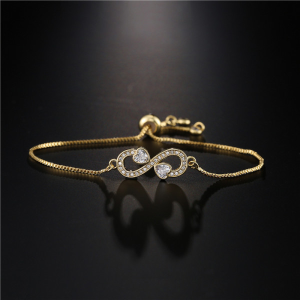 Pulsera con dije de infinito de amor de circonita con microincrustaciones de cobre ajustable