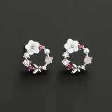 1 par de pendientes de perlas de diamantes de imitación de cobre con incrustaciones de flores dulces informales