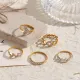 Anillos chapados en oro de los diamantes artificiales del acero inoxidable 18K de la cola de pescado del círculo de la hoja del estilo de IG a granel