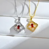 Collar de circonitas de cobre con flores de estilo simple a granel