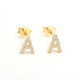 Pendientes De Aro Con Incrustaciones De Cobre Y Letras De Moda 1 Par