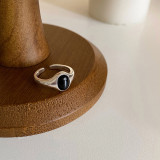 Anillos de ágata con incrustaciones de cobre en capas ovaladas retro