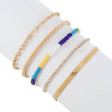 Pulseras huecas de cobre y hierro con cuentas de semillas de color sólido de estilo simple