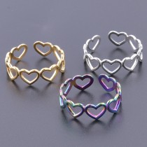 Anillos de acero de titanio con forma de corazón, estilo Simple, venta al por mayor, 1 pieza