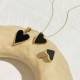 Collar De Pendientes De Concha Con Incrustaciones De Chapado De Acero Inoxidable En Forma De Corazón De Moda