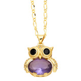 El oro lindo del cobre 18K del búho de Streetwear plateó el collar pendiente del Zircon a granel