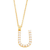 Estilo simple Letra Cobre Chapado en oro Perlas artificiales Collar con colgante 1 pieza