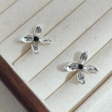 1 par de pendientes de ágata de cobre con incrustaciones de flores de estilo simple