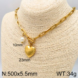 Collar plateado oro de las pulseras de la cadena 18K del acero inoxidable de la forma del corazón del estilo simple