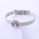 Brazalete de circón con incrustaciones de acero inoxidable Fashion Tree 1 pieza
