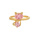 Anillo de gato rosa estilo Ins anillo con apertura ajustable anillo de temperamento al por mayor