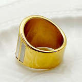 Anillos chapados en oro geométricos del chapado de acero inoxidable del estilo simple retro elegante al por mayor