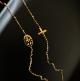 Collar Chapado En Oro De Patchwork De Acero De Titanio Cruz De Moda 1 Pieza
