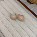 1 par de pendientes de aro de cobre chapados en esmalte de bola retro