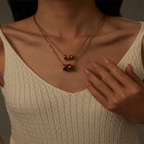 Casual Estilo simple Estilo clásico Bloque de color Acero inoxidable Chapado en acero de titanio Collar chapado en oro rosa