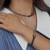 Conjunto de pulsera y collar de acero inoxidable Figaro con costura al por mayor de adornos de moda