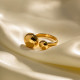 Anillo abierto redondo chapado en acero inoxidable estilo INS de 1 pieza