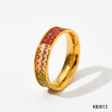 Anillos de circón con incrustaciones de acero inoxidable redondos retro