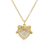 Collar Con Colgante De Circón Chapado En Cobre En Forma De Corazón De Moda