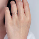 Anillos de circón con incrustaciones de cobre redondos de estilo simple