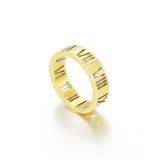 Joyería al por mayor del anillo del número romano hueco del acero inoxidable de la moda simple