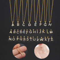 Collar de circón con incrustaciones de cobre de 26 letras de clavícula Popular creativa