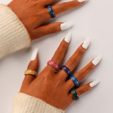 Anillos de epóxido de acero inoxidable con escamas de pescado de color sólido de estilo vintage al por mayor