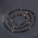 Collar de pulseras chapado en oro de 18 quilates con revestimiento de acero de titanio de color sólido de estilo moderno informal