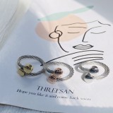 Pulseras de anillos para mujer de acero inoxidable redondas de estilo simple informal