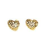 1 par de pendientes chapados en oro de 18K con incrustaciones de mariposa y abeja en forma de corazón de estilo Simple