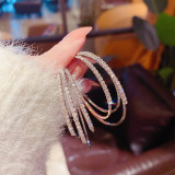 Pendientes de aro con incrustaciones de cobre, perlas artificiales y diamantes de imitación, geométricos, 1 par