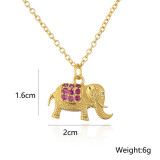 Collar con colgante de elefante con microincrustaciones de oro de 18 quilates y cobre a la moda