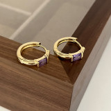 1 par de pendientes de circón de cobre con incrustaciones redondas de estilo simple e informal