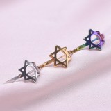 Anillos de pulido de acero inoxidable con pentagrama de estilo simple