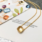 Collar chapado en oro blanco con cristal de incrustación de cobre cuadrado de estilo simple