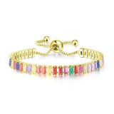 Pulseras de circón con incrustaciones de cobre cuadradas de estilo simple