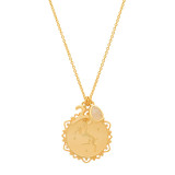 Ópalo Doce Constelaciones Redondo THALO Collar con colgante vintage Chapado en cobre Oro real de 18 quilates 12 constelaciones