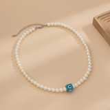 Collar con colgante de perlas artificiales hecho a mano, cobre acrílico, ojo Retro, 1 pieza