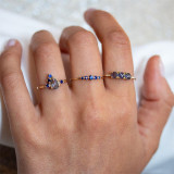 Joyería al por mayor del anillo de cobre del circón con incrustaciones azul claro de la moda 18K