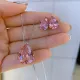 Collar de pendientes de mujer con incrustaciones de diamantes de imitación chapados en oro y cobre retro con gotas de agua