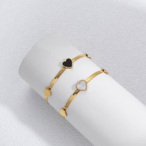 Pulseras plateadas oro del Zircon 18K del embutido del acero inoxidable de la forma del corazón del estilo simple