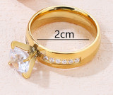 Anillos de piedras preciosas artificiales de acero Titanium redondos de estilo simple a granel