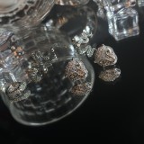 Pendientes retro con incrustaciones de cobre y diamantes de imitación, 1 pieza