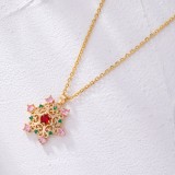Colgante de collar de circonio de cobre de copo de nieve de estilo simple a granel