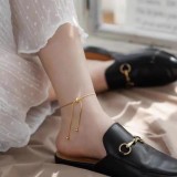 Collar de pulseras chapado en oro con revestimiento de acero de titanio, color sólido, estilo simple y elegante