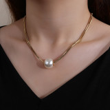 Collar con colgante chapado en oro de 18 quilates con revestimiento de platino de acero inoxidable redondo romántico para mujer