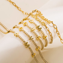 Elegante letra MAMA chapado en cobre con incrustaciones de circón chapado en oro de 18 quilates día de la madre pulseras para mujer collar