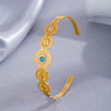 Brazalete De Turquesa Chapado En Oro De Acero Inoxidable Geométrico De Moda
